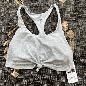 Alo Yoga Heather gray knot bra top / racerback sports bra - Size XS